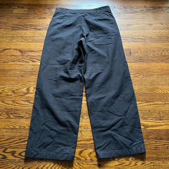 Uniqlo U Wide Straight Leg Trousers Pants Men's 32 Black Cotton Chinos Casual - Picture 9 of 9